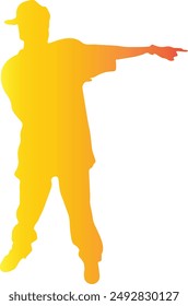 Dance Hip Hop Silhouette with Gradient Colors. Vector Silhouette