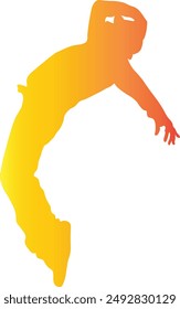 Dance Hip Hop Silhouette with Gradient Colors. Vector Silhouette