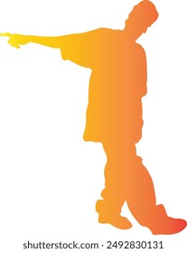 Dance Hip Hop Silhouette with Gradient Colors. Vector Silhouette