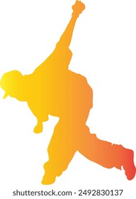 Dance Hip Hop Silhouette with Gradient Colors. Vector Silhouette