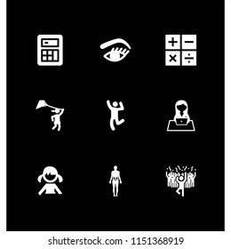 dance icon. 9 dance set with sings, hip, girl and man in a party dancing with people vector icons for web and mobile app