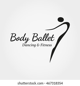 Dance icon concept. Ballet studio logo design template. Fitness dance class banner background with symbol of abstract ballerina in dancing pose. Vector illustration.