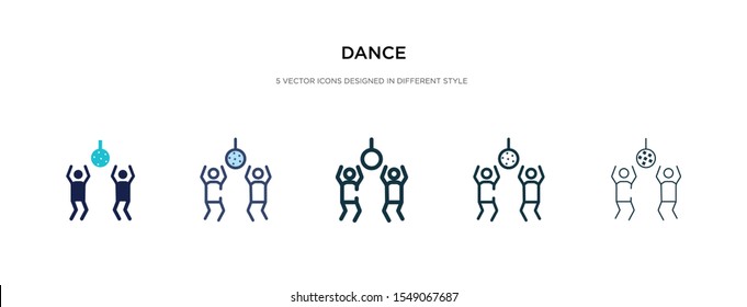 dance icon in different style vector illustration. two colored and black dance vector icons designed in filled, outline, line and stroke style can be used for web, mobile, ui