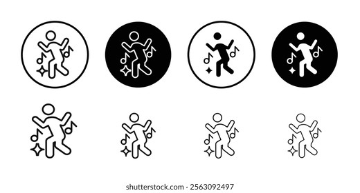 Dance icon Flat outline fill set collection