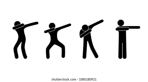 dance icon, people dancing, different types of dubbing, man stick figure pictogram, human silhouette isolated set