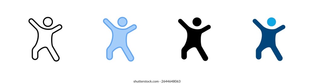Ícone Dance Definir Estilo Múltiplo. Projetado Em Contorno, Azul, Glifo, Tom Duplo