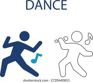Dance icons, Line art vector illustration