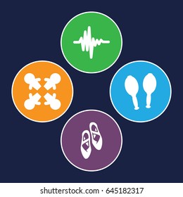 Dance icons set. set of 4 dance filled icons such as maracas, music equalizer, ballet shoes