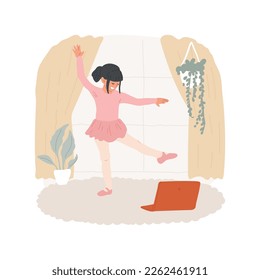Dance isolated cartoon vector illustration. Smiling girl having dancing classes online, people active lifestyle, physical activity during pandemic, staying fit at home vector cartoon.
