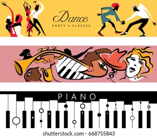 Tanz   Jazz   Piano Concert Poster Collection (Vektorkunst)