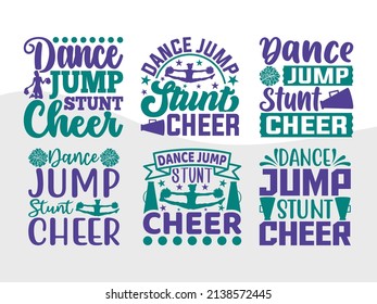 Dance Jump Stunt Cheer Printable Vector Illustration