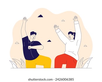 Dance and laugh freely with friends, happiness vector illustration.