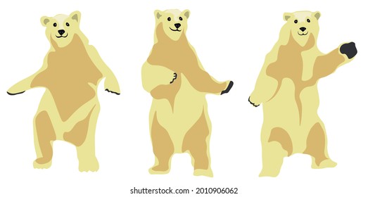 Dance like this bear. Funny vector illustration. Print for fabric, postcards, stationery. 