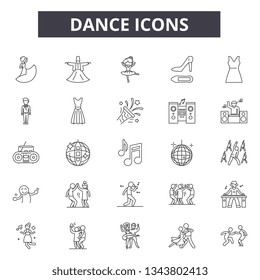 Dance line icons for web and mobile design. Editable stroke signs. Dance  outline concept illustrations