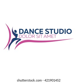 Dance logo, badge and emblem. Woman dancing. Dance studio logo design vector template