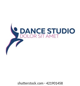 Dance logo, badge and emblem. Woman dancing. Dance studio logo design vector template