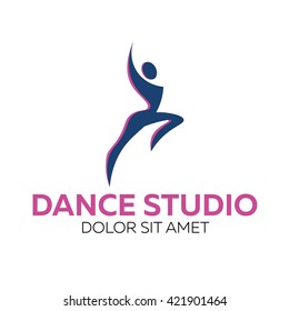 Dance logo, badge and emblem. Woman dancing. Dance studio logo design vector template