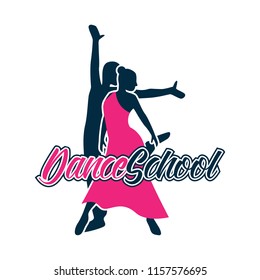 dance logo for dance school or dance studio isolated on white background. vector illustration