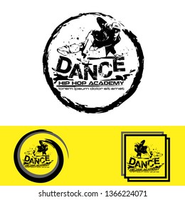 Dance logo vector illustration. Hip hop dance logo. Street dance. Silhouette of  man as a template for dancing school. Logo for dancing school. 