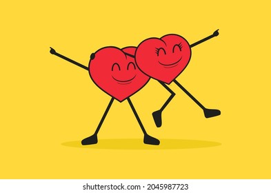 
Dance love character . Cute couple, boy and girl dancing together.