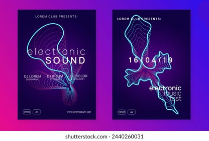 Dance Magazine. Pink Fest Background. Psychedelic Beat Illustration. Dj Concert Template. Music Design. Trance Vector. Blue Party Banner. Violet Dance Magazine