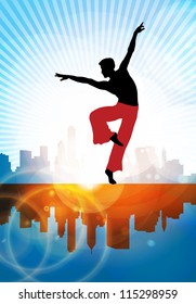Dance man ballet silhouettes - vector