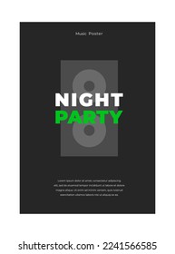 Dance minimalistic poster set. Night music party flyer or poster or banner design template for night club with DJ Mixer on black background. Minimalistic vector poster, banner, cover
