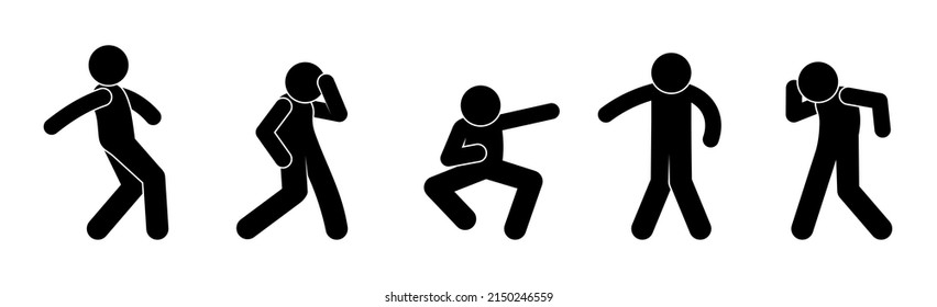 dance moves, guy dancing hip hop, isolated vector icons