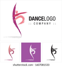 Dance (Music, Ballet, Sport, Fitness) Vector Symbol Company Logo (Logotype). People, Person, Body, Movement Icon Illustration. Elegant Modern Identity Concept Design Idea Brand Template.