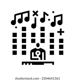 dance music event rave retro glyph icon vector. dance music event rave retro sign. isolated symbol illustration