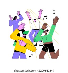 Dance music fest isolated cartoon vector illustrations. Young people having fun at dance music festival, special occasion, rave mood, summer vacation, entertainment with friends vector cartoon.