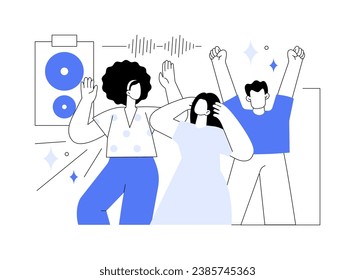 Dance music fest isolated cartoon vector illustrations. Young people having fun at dance music festival, special occasion, rave mood, summer vacation, entertainment with friends vector cartoon.