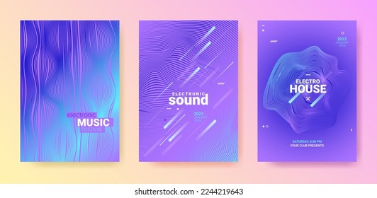 Dance Music Flyer. Electronic Party Cover. Abstract 3d Background.