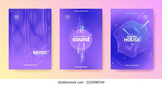 Dance Music Flyer. Electronic Party Poster. Abstract Edm Background.