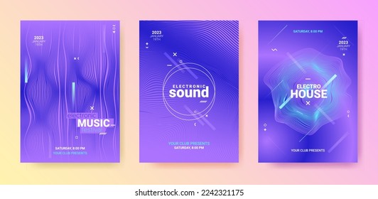 Dance Music Flyer Set. Electronic Party Poster. Abstract Edm