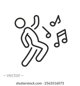 dance music icon, disco concept, dancer thin line vector illustration