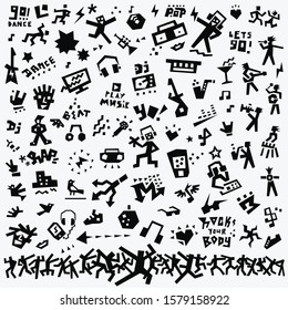 Dance Music Icon Doodle Set