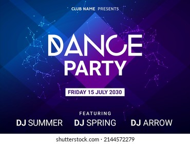 Dance Music Night Poster Background. Night Club Music Concert DJ Flyer Vector Design Glow Abstract Banner Event Show Techno Electro House