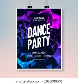 Dance music party template, dance party flyer, brochure. Party club creative banner or poster for DJ.