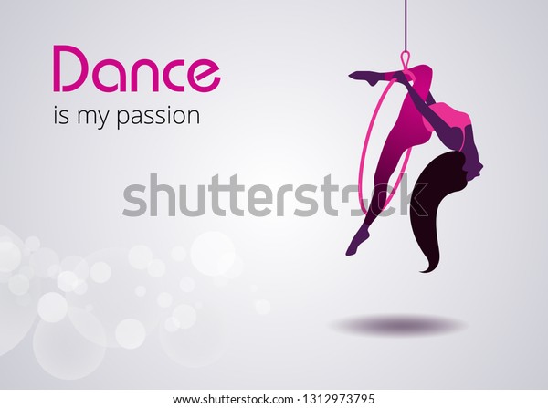 Dance  is my\
passion. Dance with your heart.  Vector poster perfect for dance\
studio, performance. Flyer, invitation, poster or greeting card\
design template with dancing\
girl.