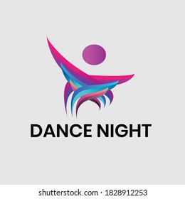 Dance Night Man Shape Logo Vector