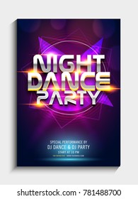 Afiche de la fiesta de la noche de baile con luz de dj.