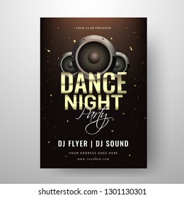 Dance Night Party template or clud invitation card design with speakers illustration.