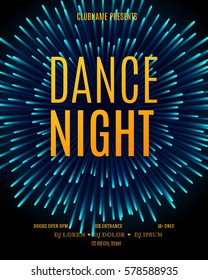 Dance Night  Poster template. Modern Club Music Party Flyer, brochure. Night Party Club DJ sound Banner. Electro event vector design