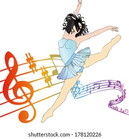The Dance of the Notes - Illustration of a ballerina who dances between the notes