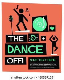 The Dance Off! (Flat Style Vector Illustration Quote Poster Design)