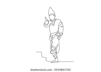 El baile proviene del oeste de Sumatra. Dibujo de una línea tradicional