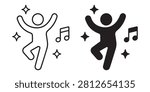 Dance Outline Icon, Dancer Line Vector Symbol Isolated on Transparent Background