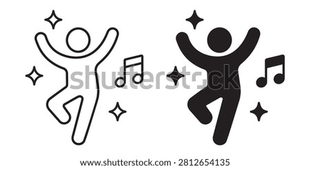 Dance Outline Icon, Dancer Line Vector Symbol Isolated on Transparent Background