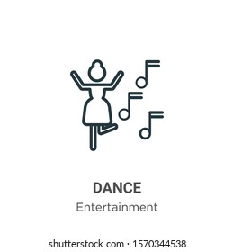 Dance outline vector icon. Thin line black dance icon, flat vector simple element illustration from editable entertainment concept isolated on white background